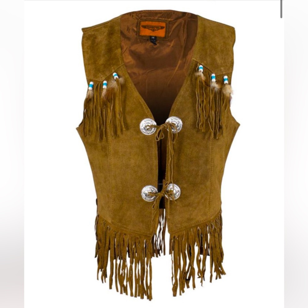 Dream Apparel Suede Fringe Beaded Vest